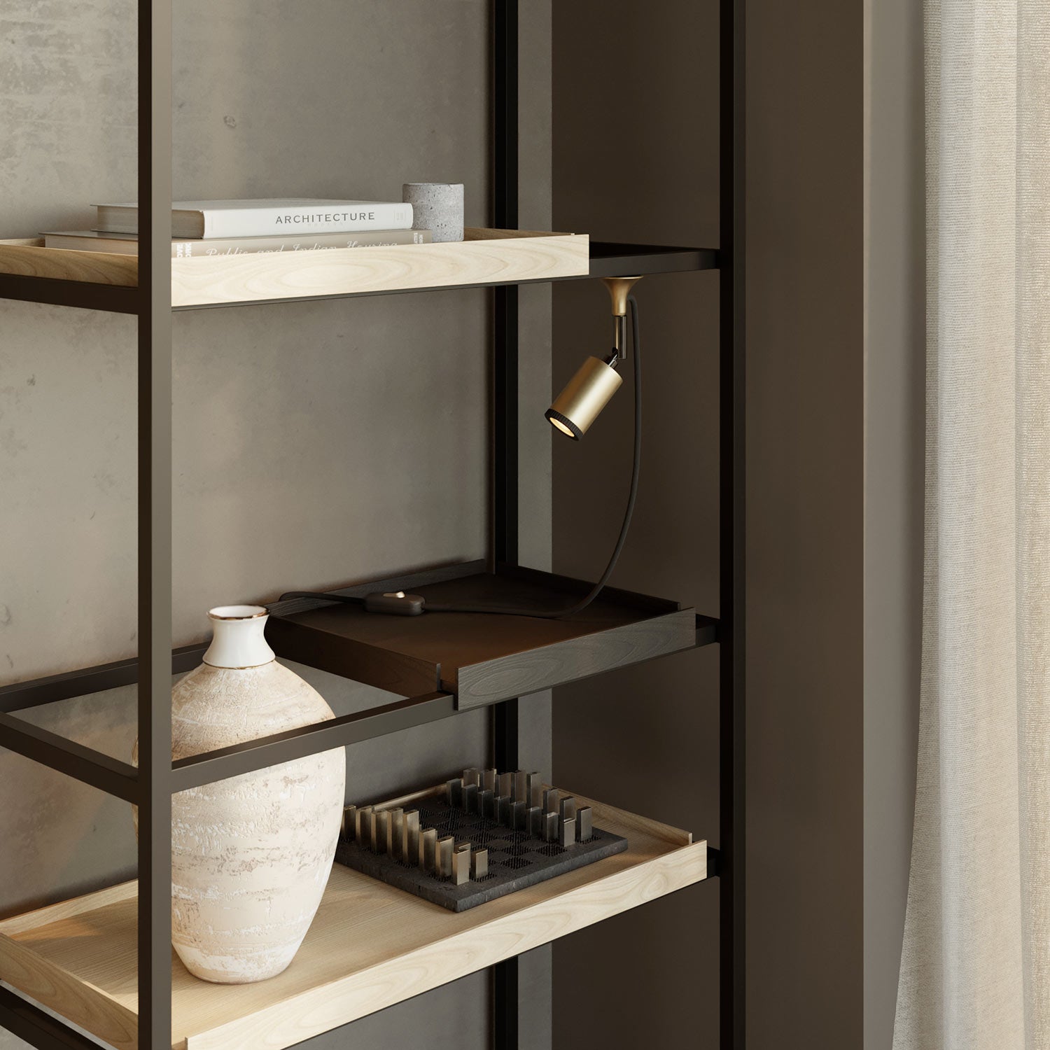 Lampada da parete MAG-Y con snodo e luce spot - Bronzo satinato