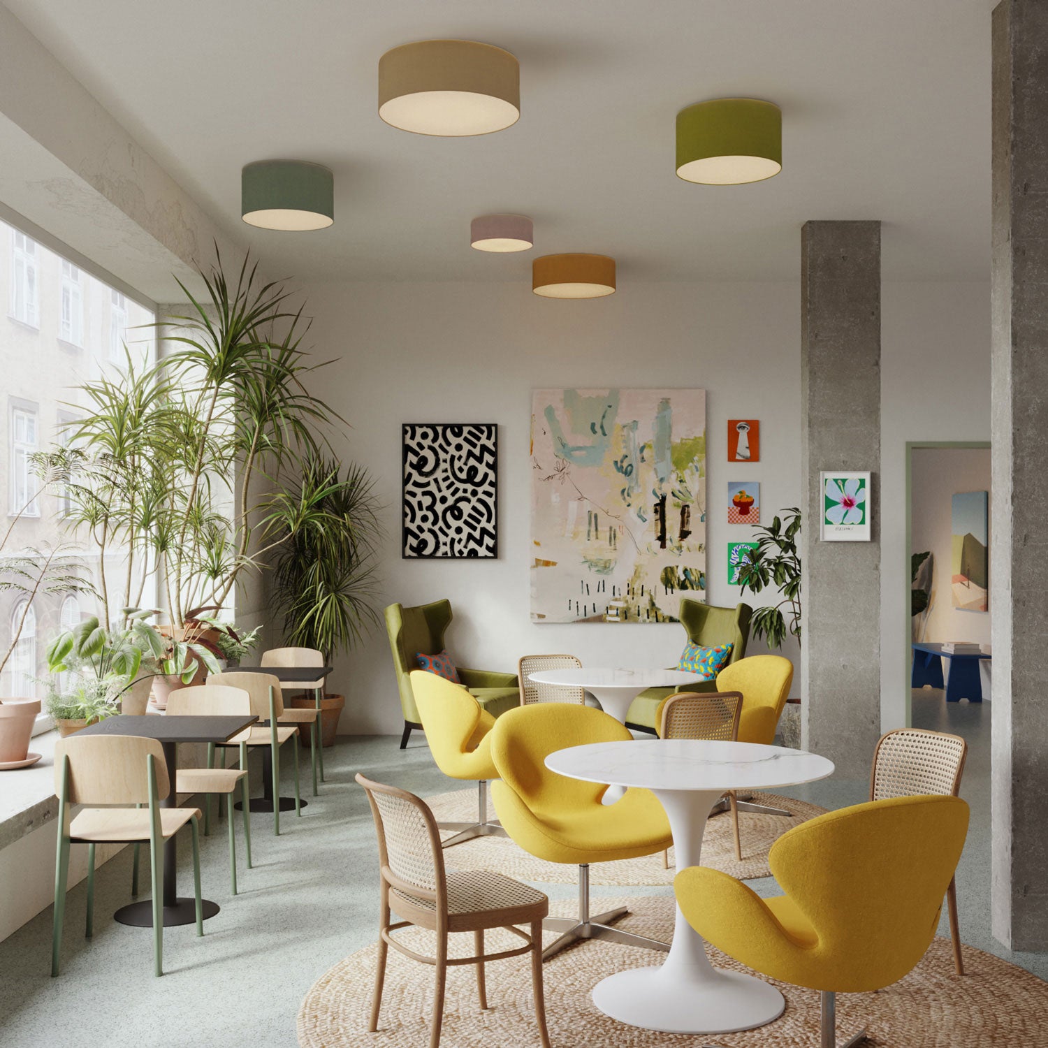 Plafoniera in tessuto Small Lino crudo - Made in Italy