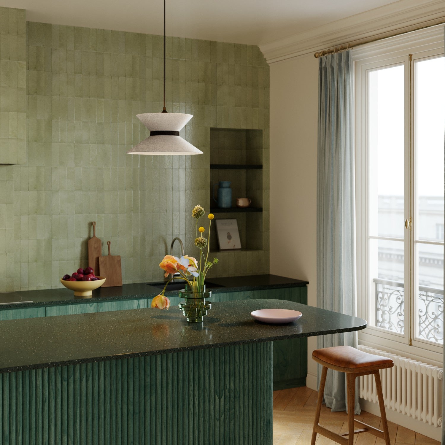 Paralume in tessuto Clessidra per lampada a sospensione - Lana Grigio Chiaro Lana grigio scuro