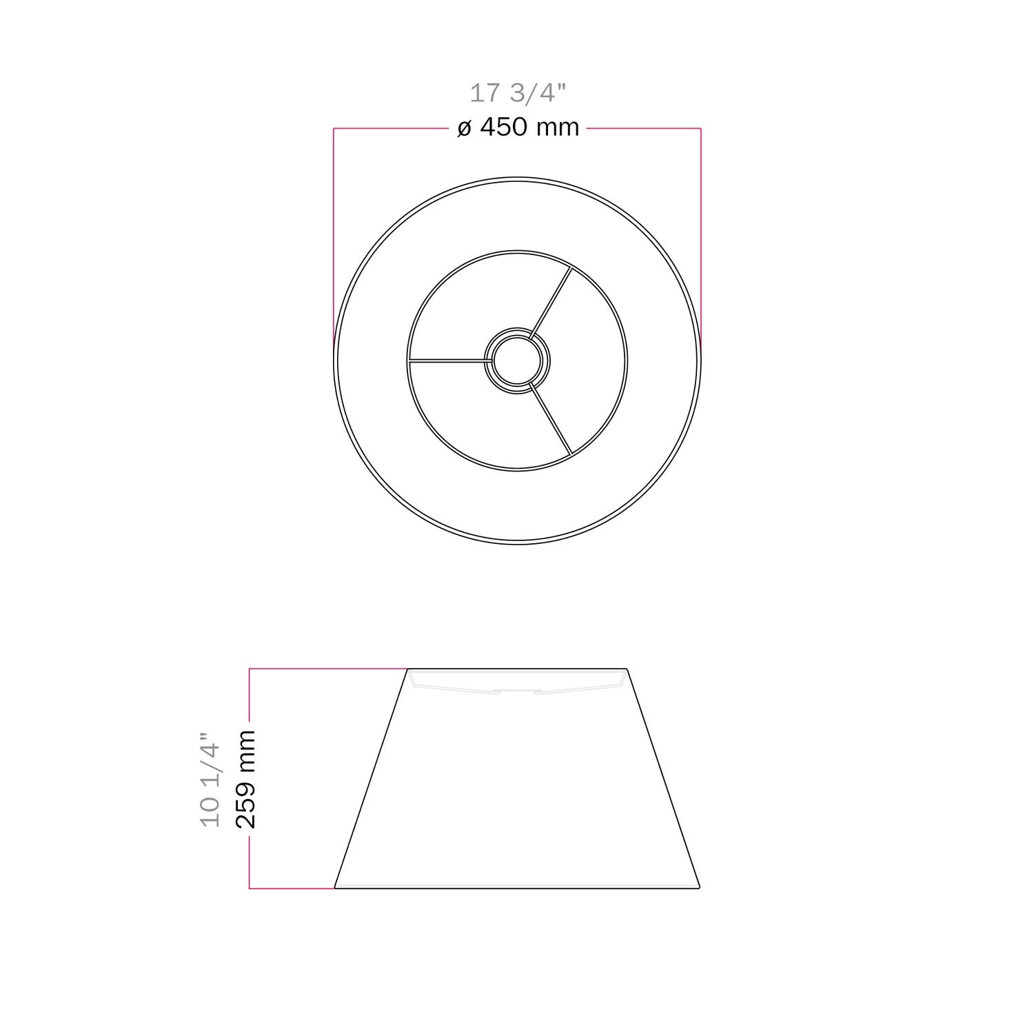 Paralume Impero L per sospensione con attacco E27 - Made in Italy - Lana Grigio Chiaro