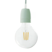 Kit portalampada E27 in porcellana - Verde salvia