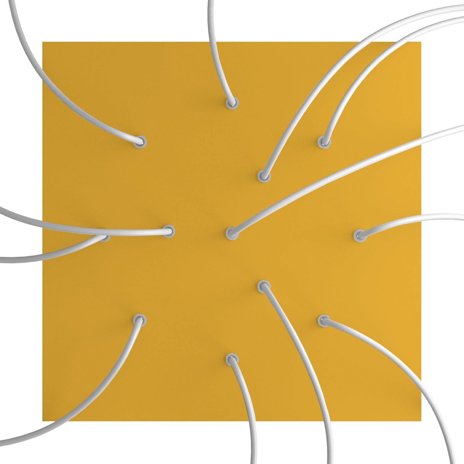 Rosone XXL Rose-One quadrato, 400 mm con 12 fori e 4 fori laterali - Mostarda Bianco