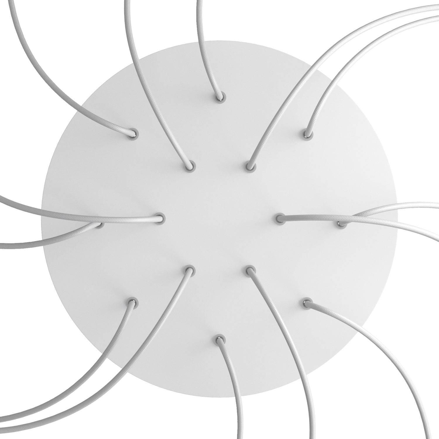 Rosone XXL Rose-One rotondo, diametro 400 mm con 14 fori e 4 fori laterali - Bianco opaco Bianco