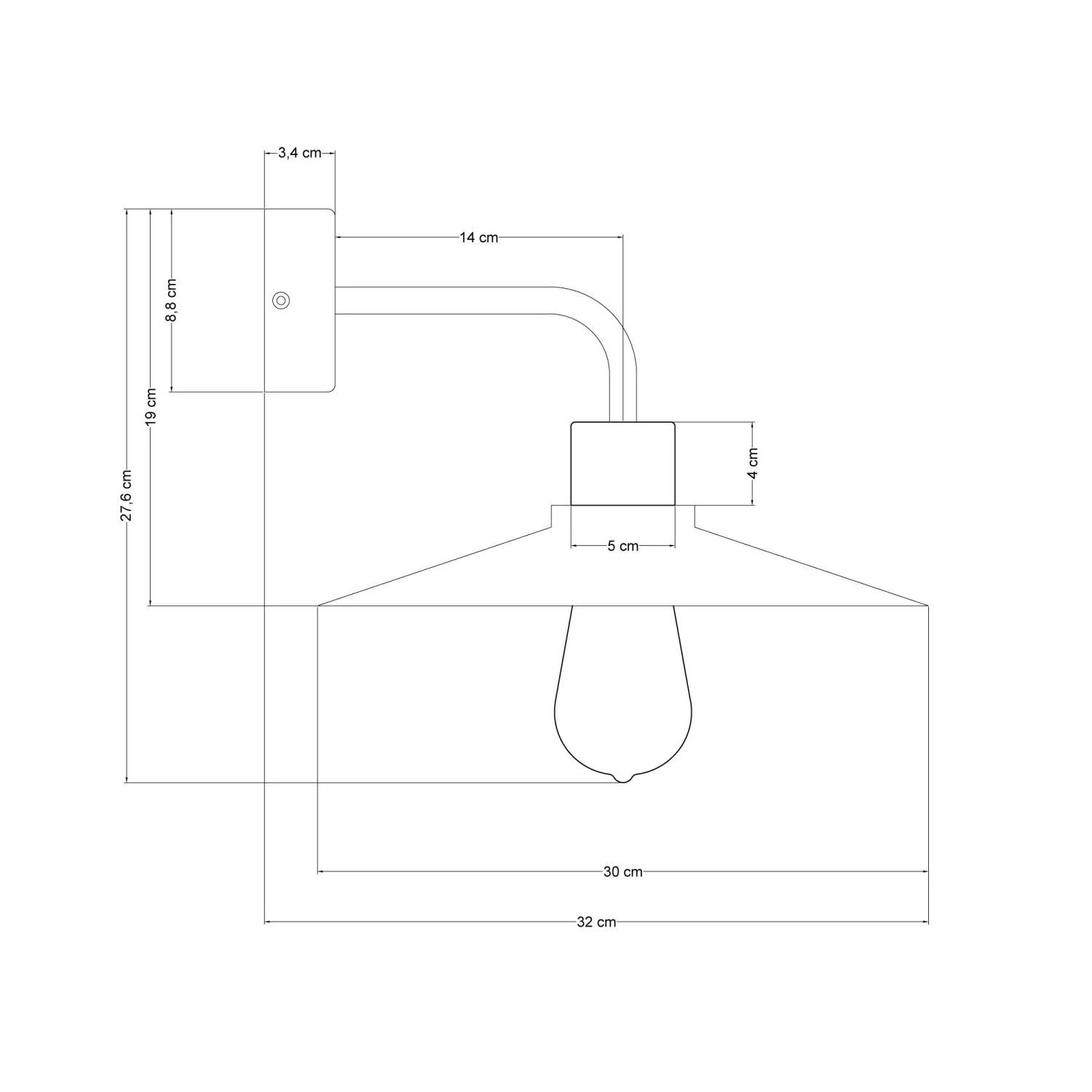 Lámpara de pared de madera con pantalla y extensión curva