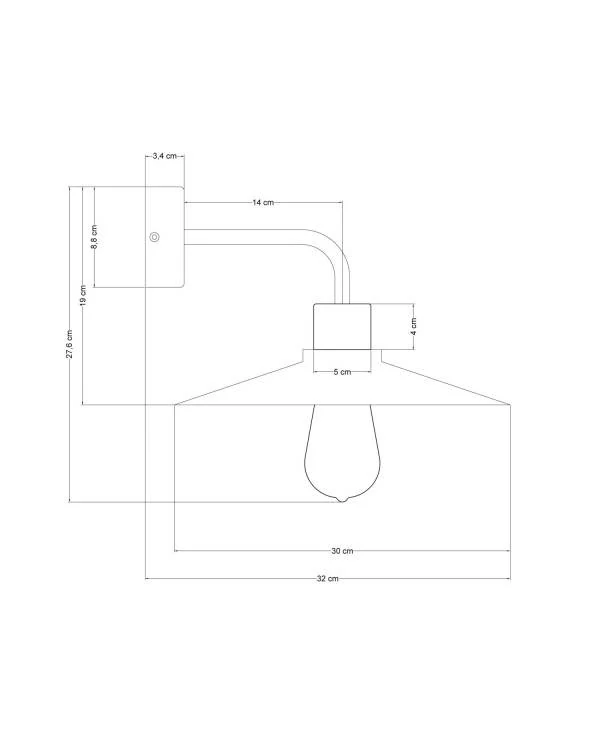 Lámpara de pared de madera con pantalla y extensión curva