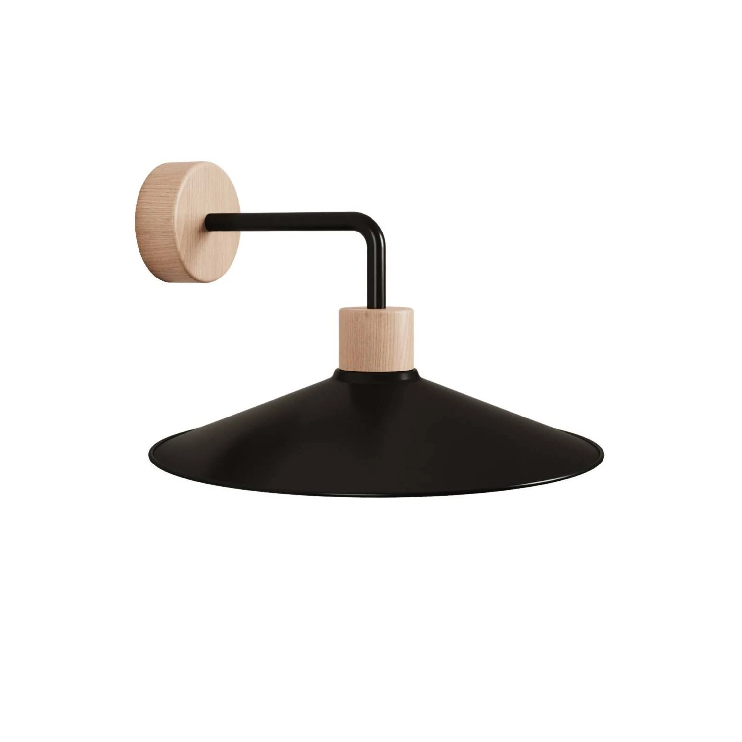 Lámpara de pared de madera con pantalla y extensión curva