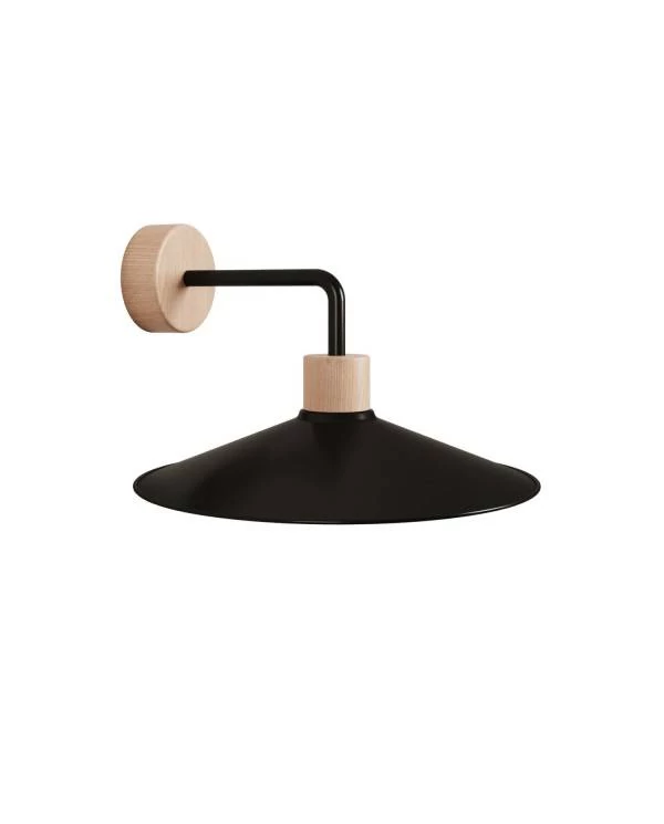 Lámpara de pared de madera con pantalla y extensión curva