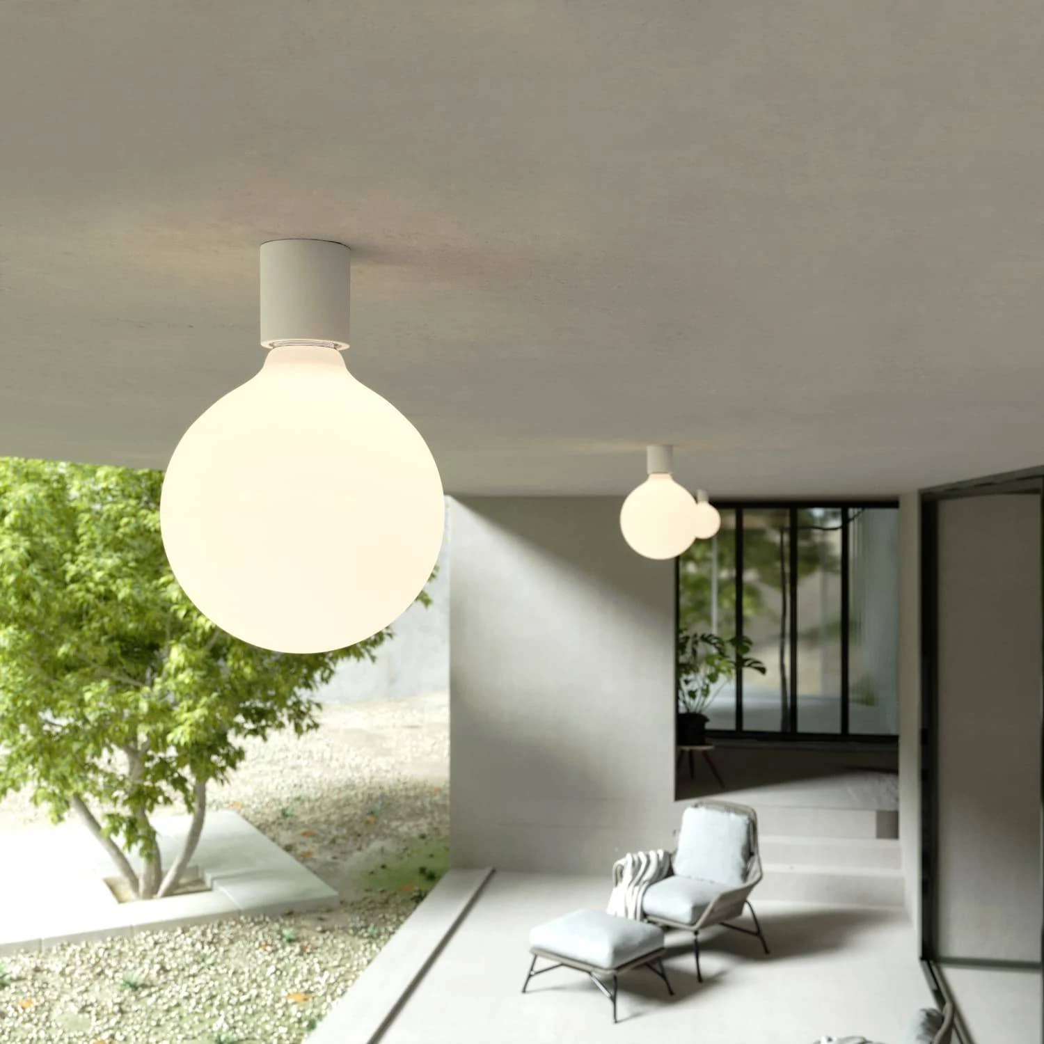 Aplique de pared con bombilla efecto porcelana IP44