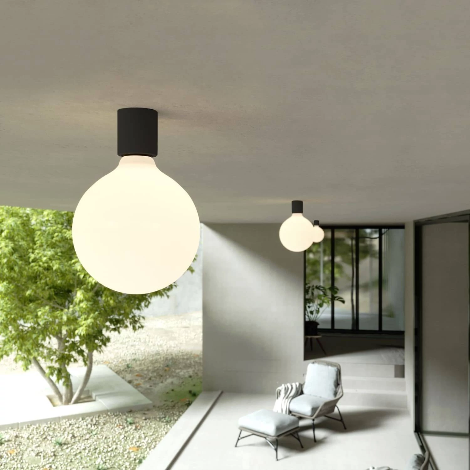 Aplique de pared con bombilla efecto porcelana IP44