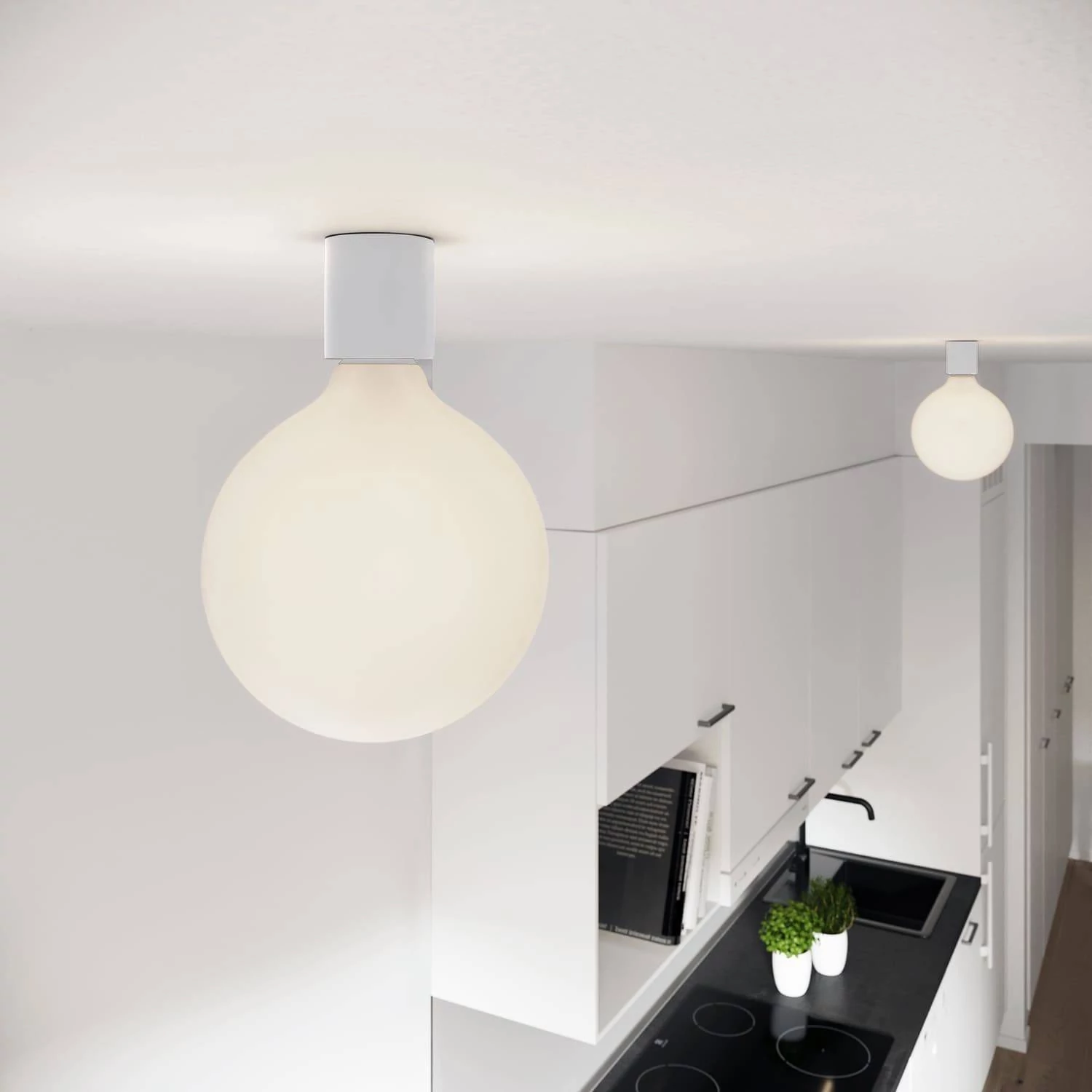Aplique de pared con bombilla efecto porcelana IP44