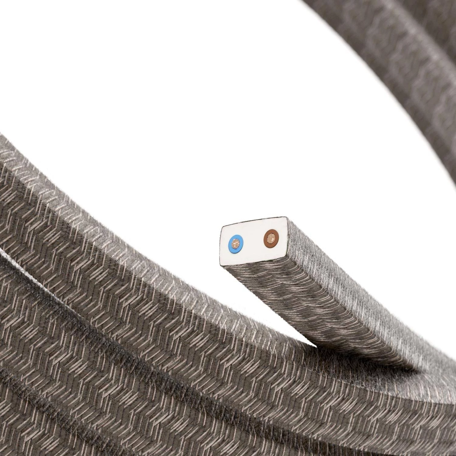 Cable para guirnalda cubierto de tela marrón resistente UV