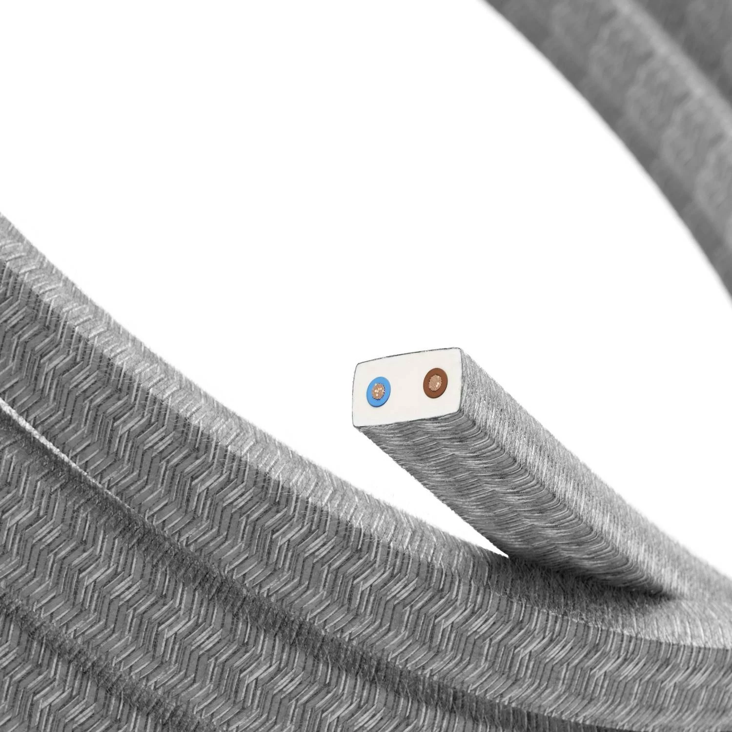 Cable de guirnalda cubierto de tela gris resistente a UV