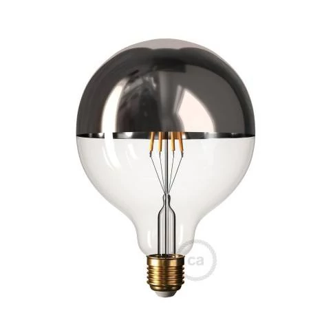 Bombilla LED Globo G125 media esfera plata 7W E27 2700K Dimmable