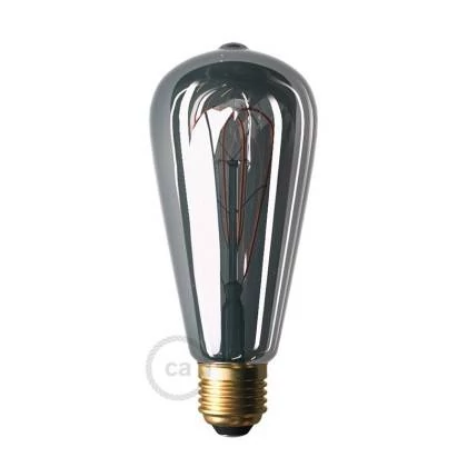Bombilla Smoky LED Edison ST64 Filamento Curvado Doble Loop 5W E27 Regulable 1800K
