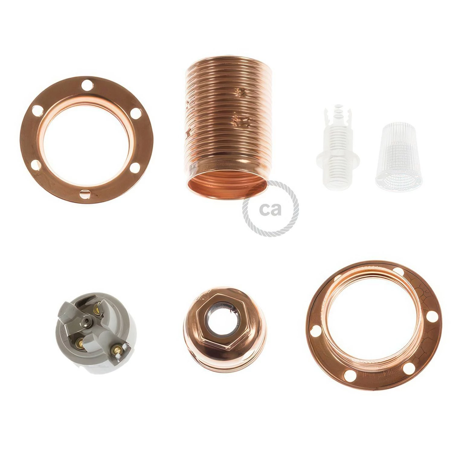 Kit portalámparas para pantalla de metal doble arandela E14
