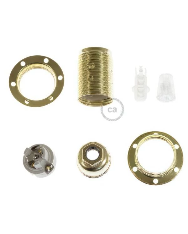 Kit portalámparas para pantalla de metal doble arandela E14
