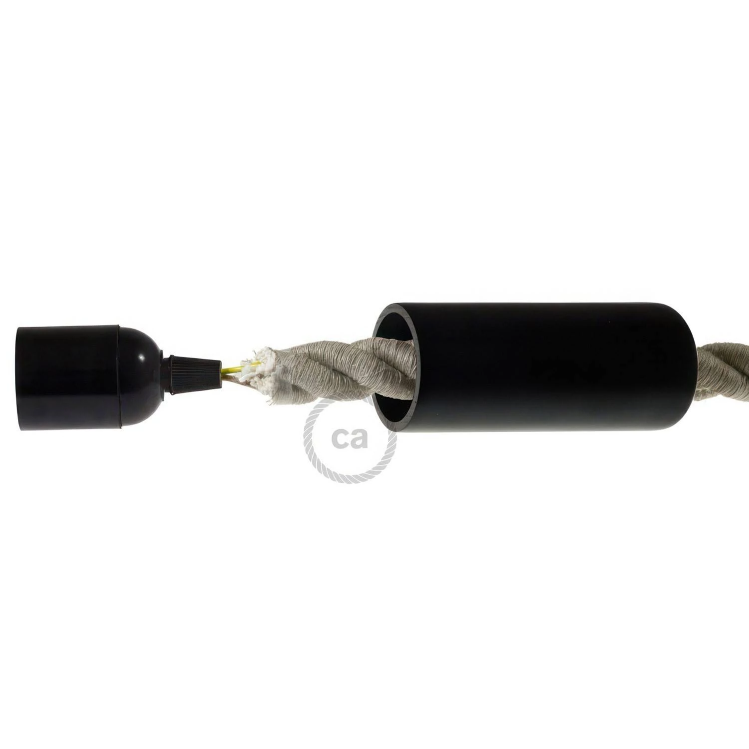 Kit portalámparas de madera E27 para cable 2XL