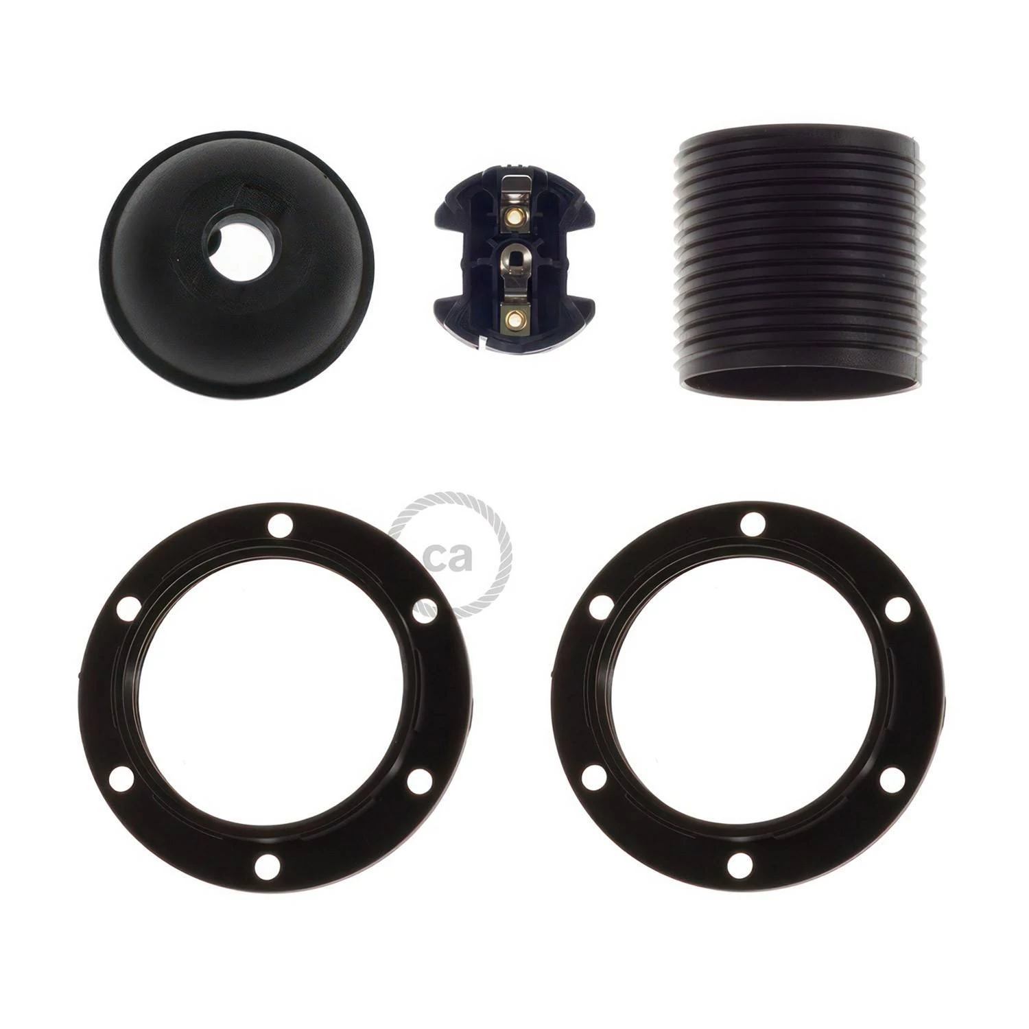 Kit portalámparas para pantalla de termoplástico con doble arandela E27