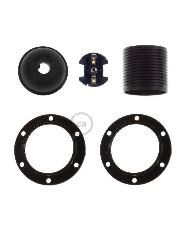Kit portalámparas para pantalla de termoplástico con doble arandela E27