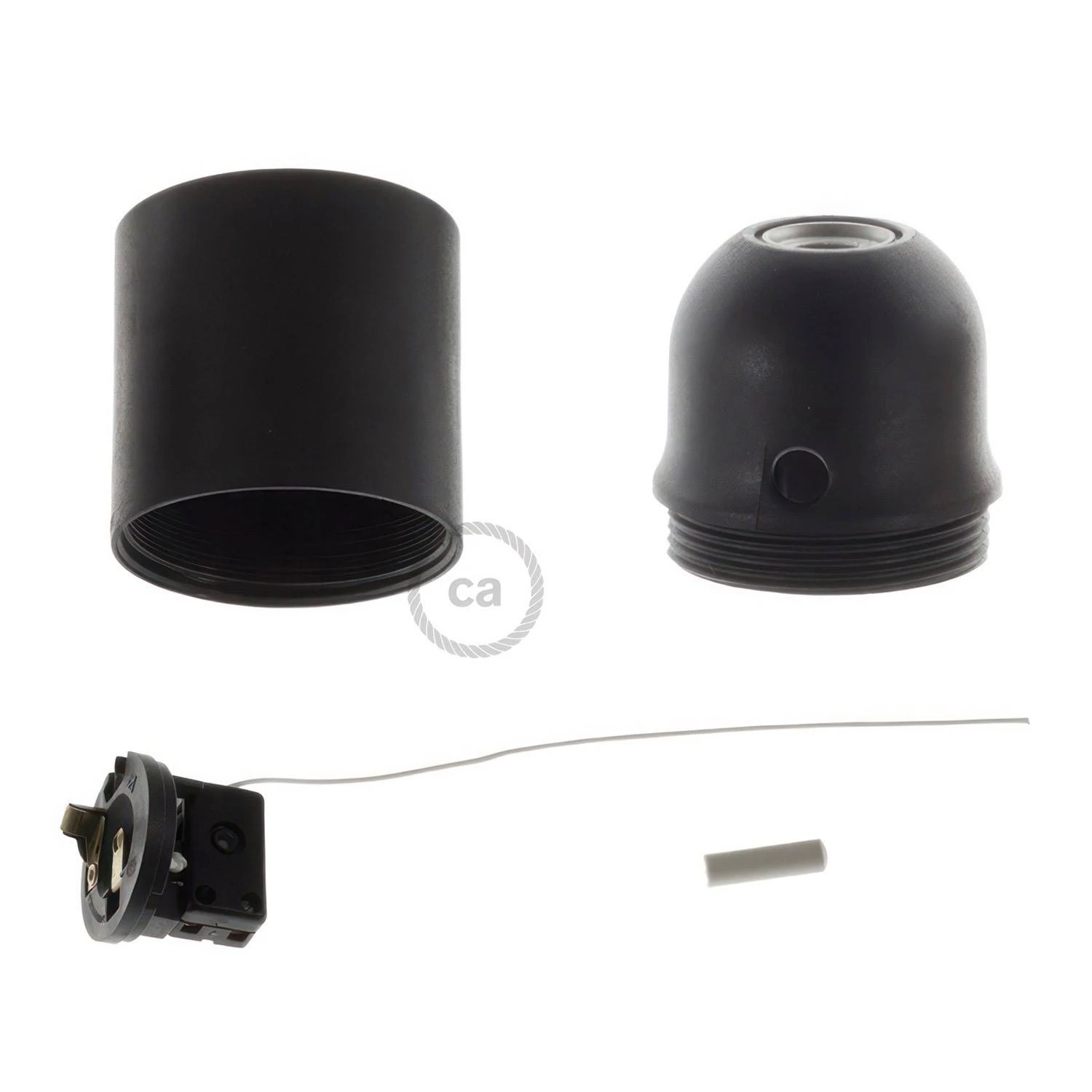 Kit portalámparas termoplástico para pantallas E27 con tirador
