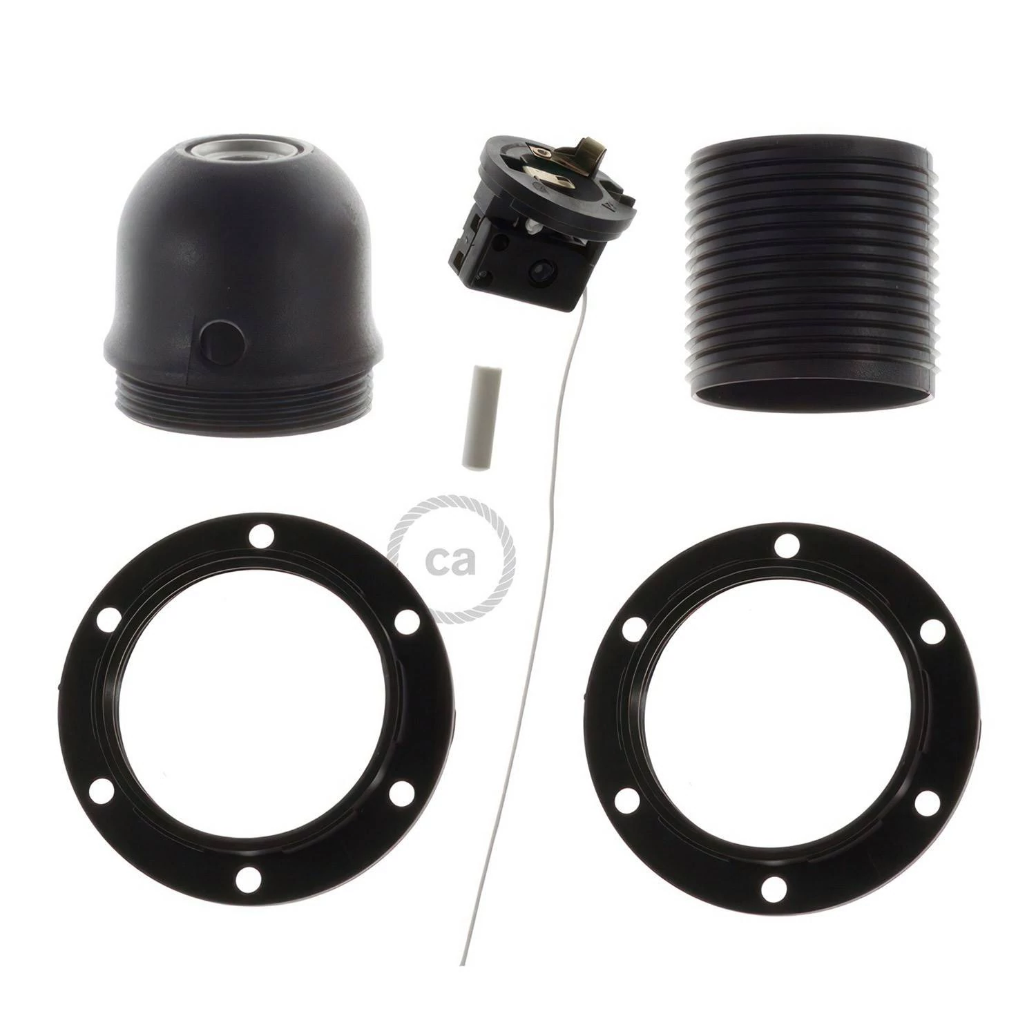 Kit portalámparas termoplástico para pantallas E27 con tirador