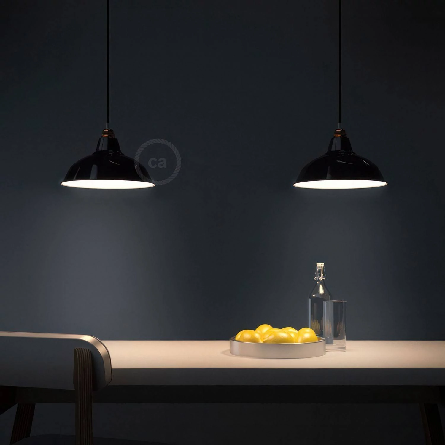Pantalla Bistrot de metal esmaltado con casquillo E27, 30cm