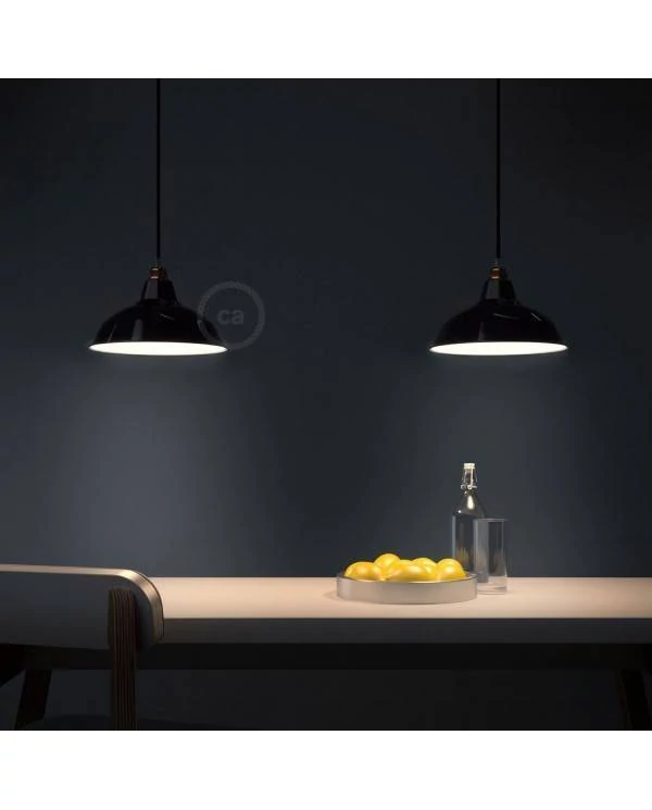 Pantalla Bistrot de metal esmaltado con casquillo E27, 30cm