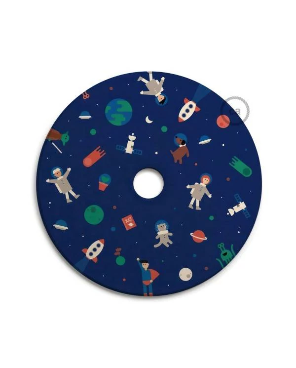 Pantalla de madera con ilustración de varios artistas, doble cara
