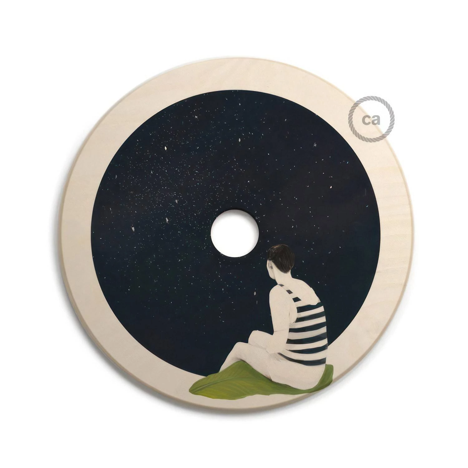 Pantalla de madera con ilustración de varios artistas, doble cara