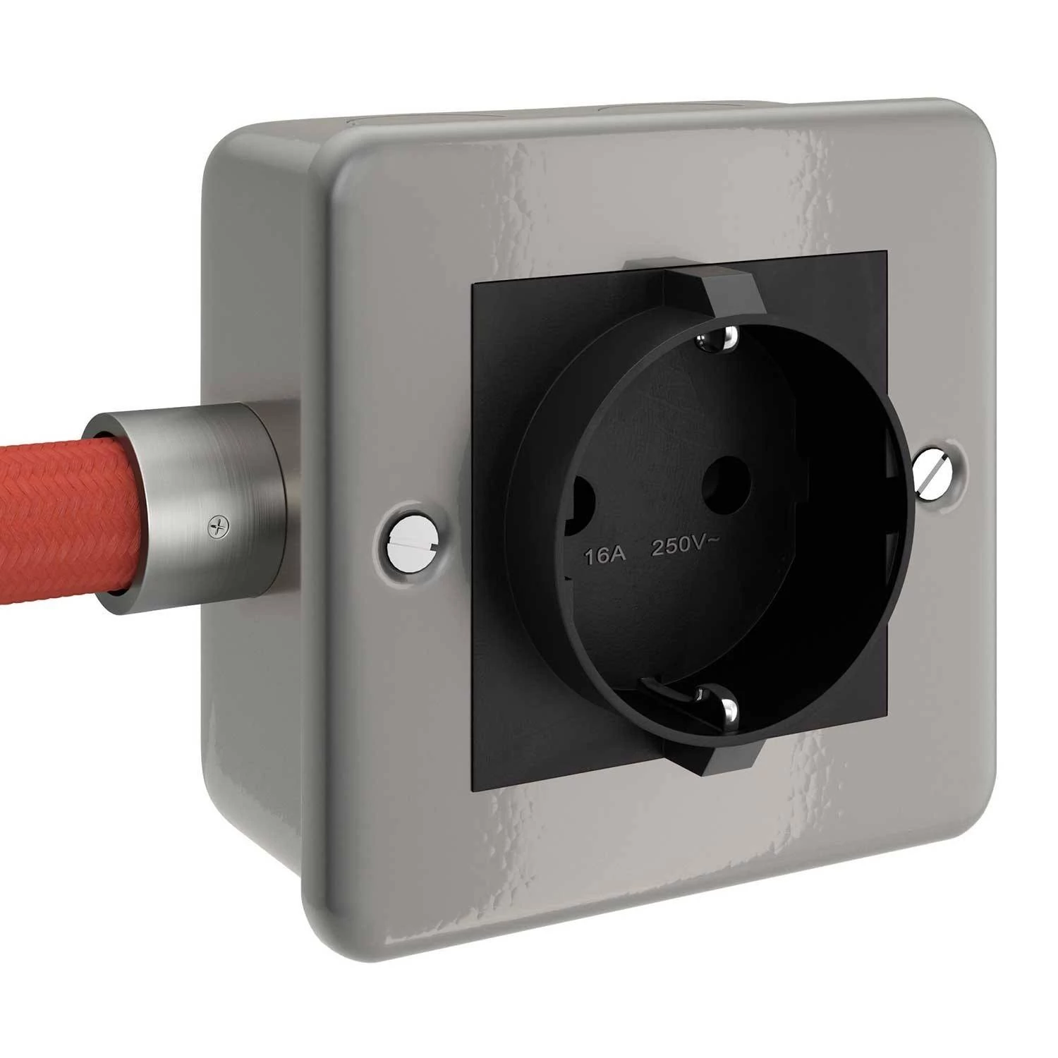 Caja de pared con enchufe de metal Schuko