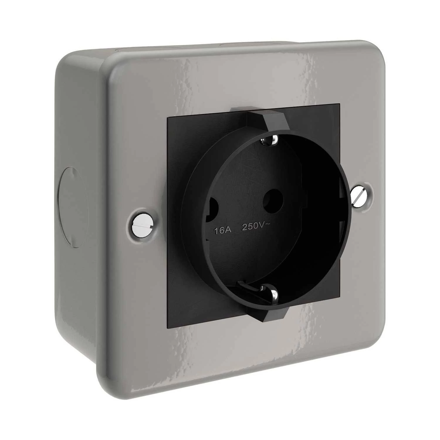 Caja de pared con enchufe de metal Schuko