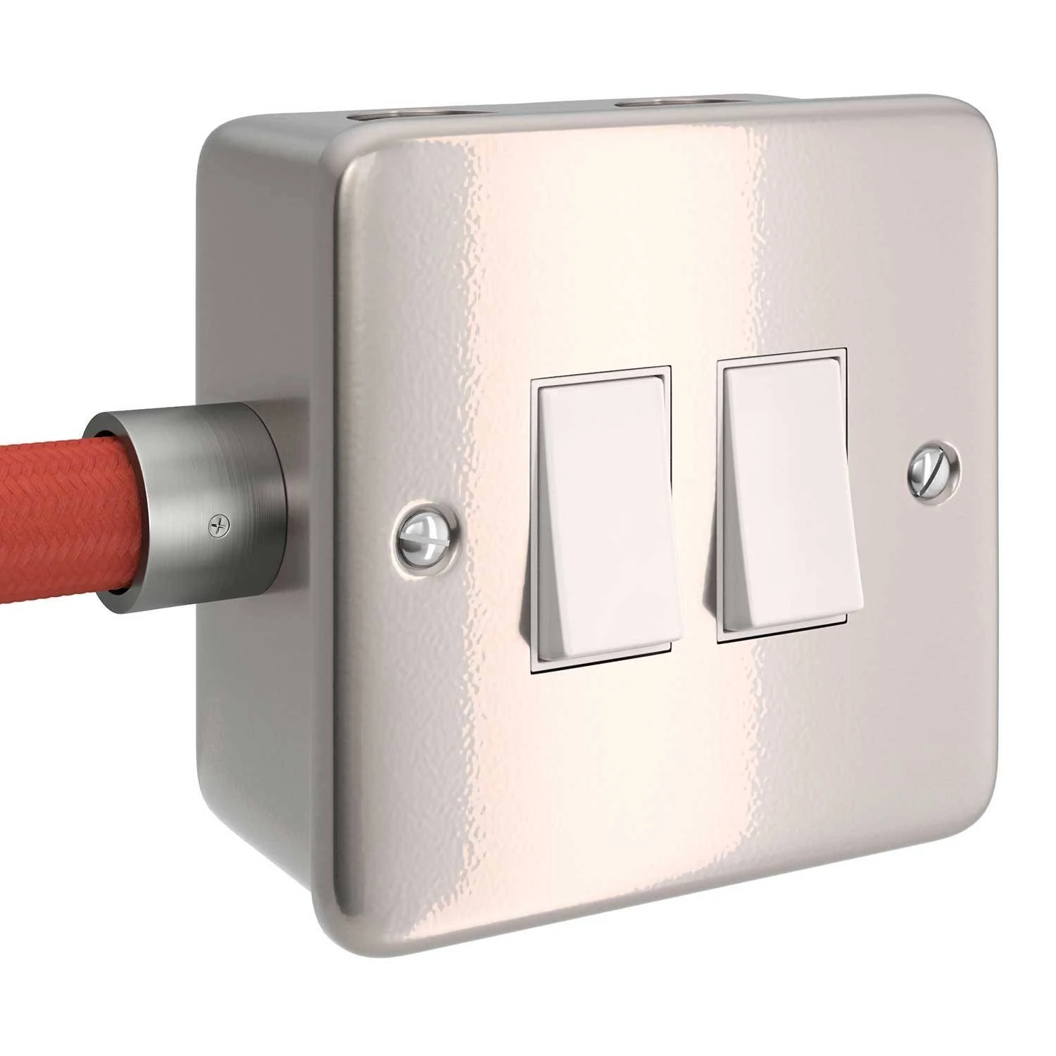 Caja metálica de pared con doble interruptor