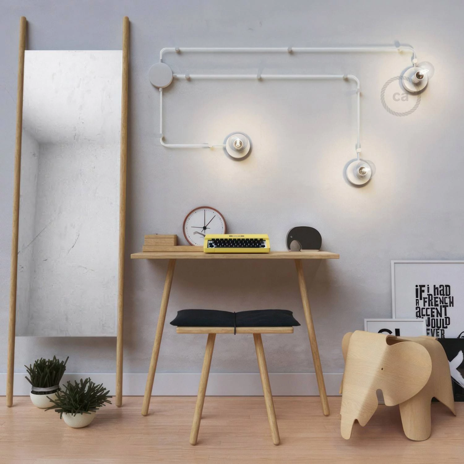 Spostaluce, el punto de luz en metal con cable textil