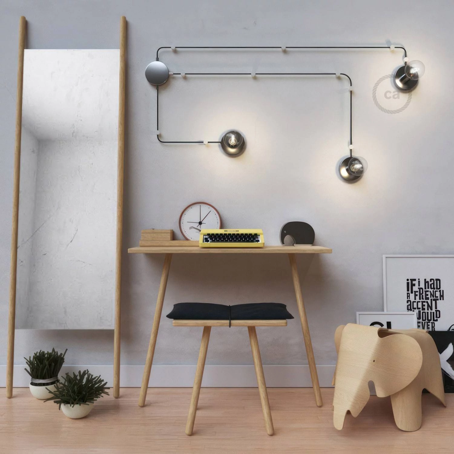 Spostaluce, el punto de luz en metal con cable textil