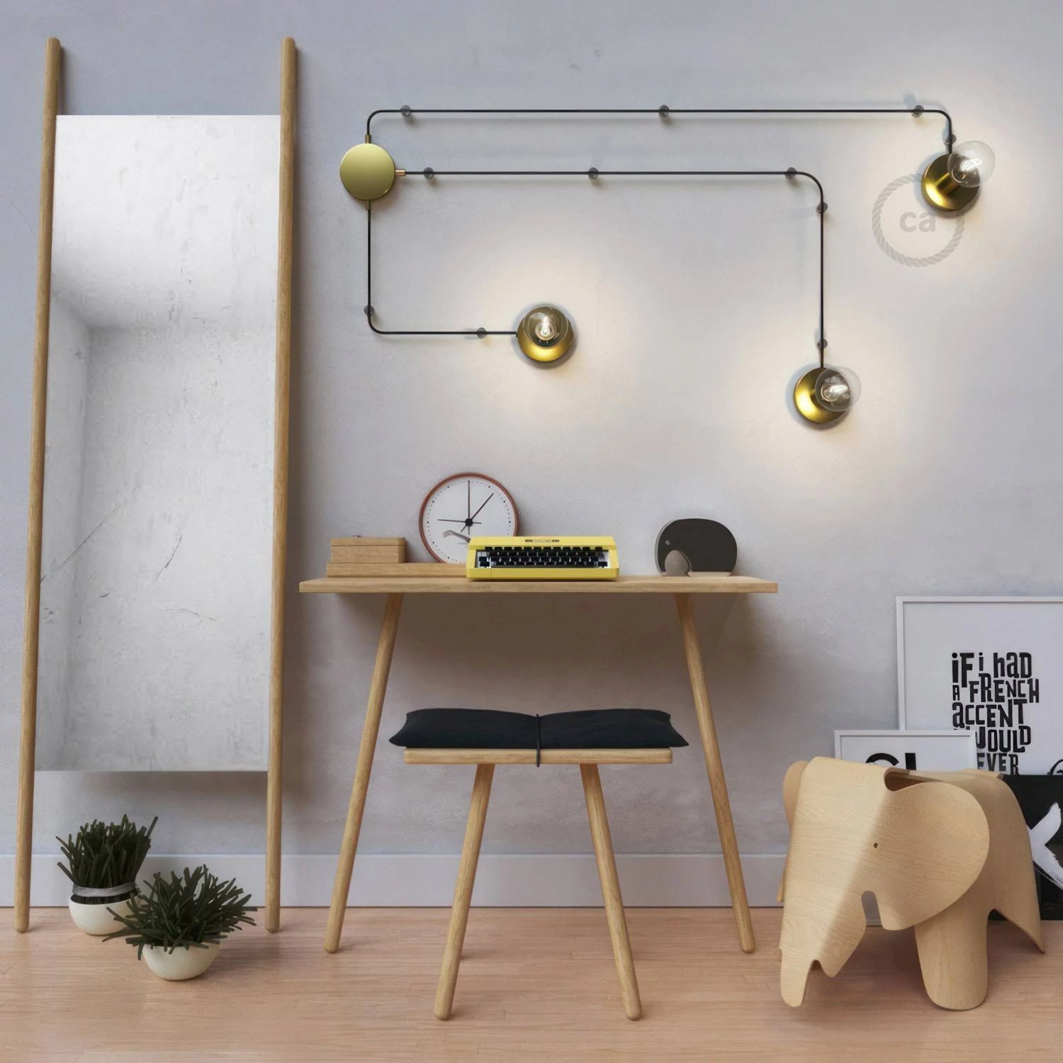 Spostaluce, el punto de luz en metal con cable textil
