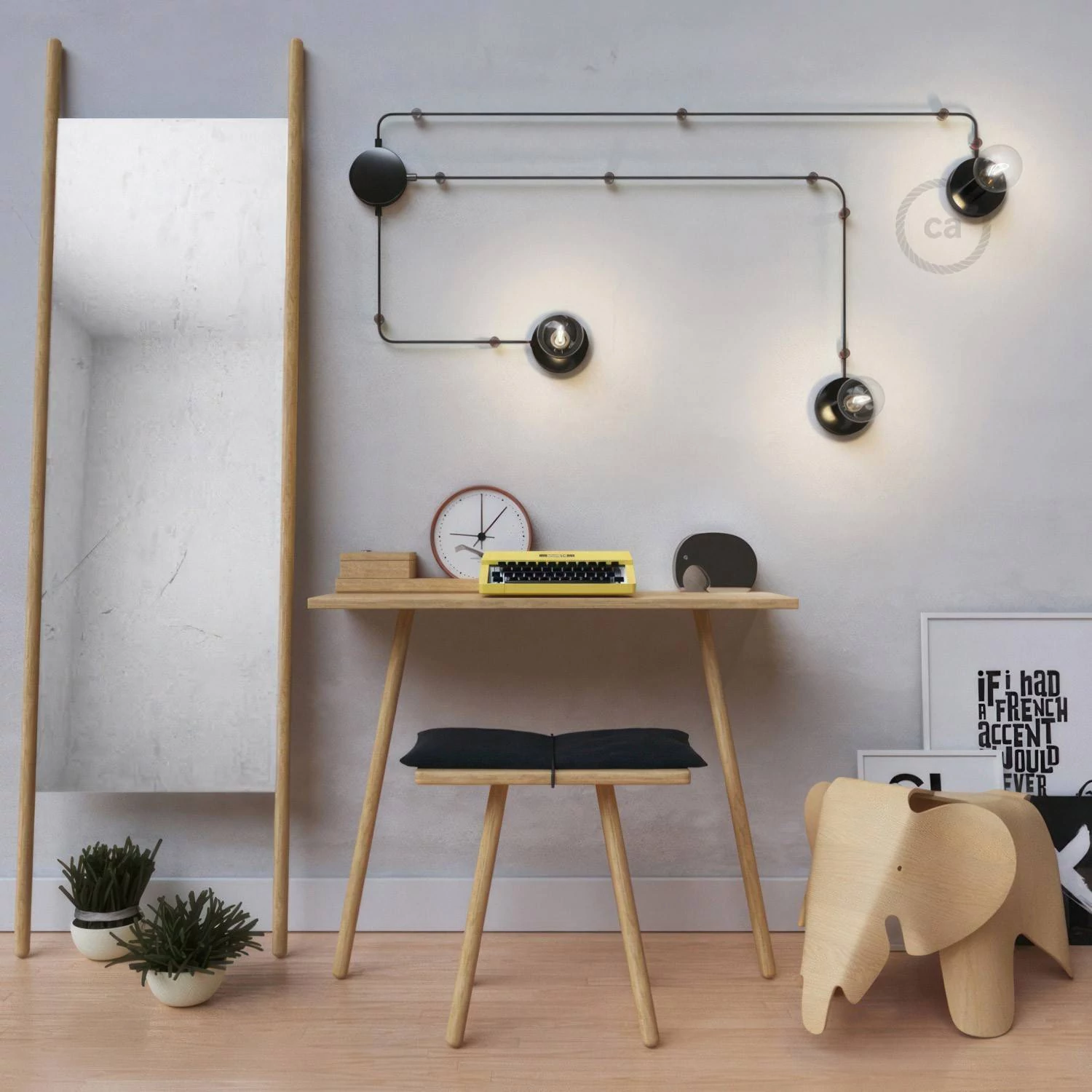 Spostaluce, el punto de luz en metal con cable textil