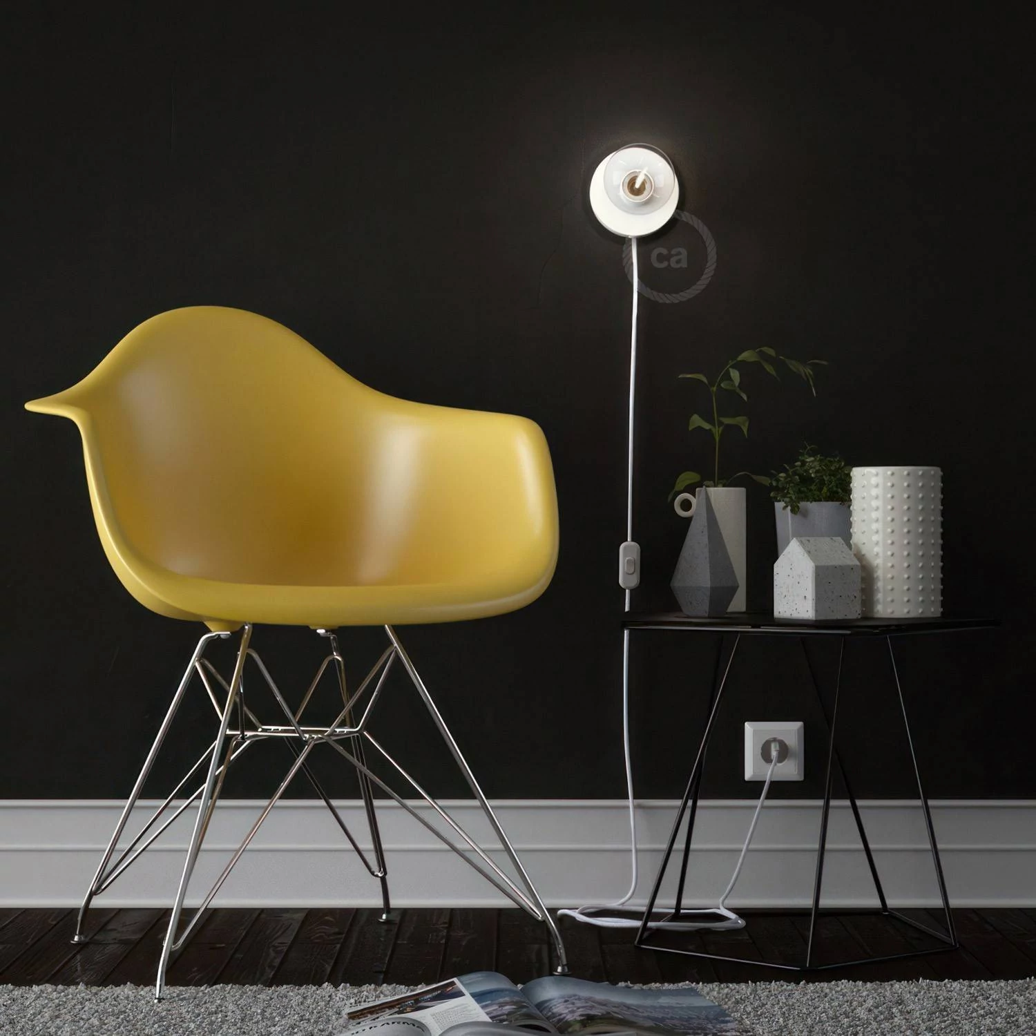 Spostaluce, el punto de luz en metal con cable textil