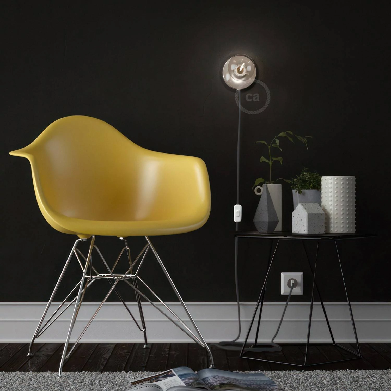 Spostaluce, el punto de luz en metal con cable textil