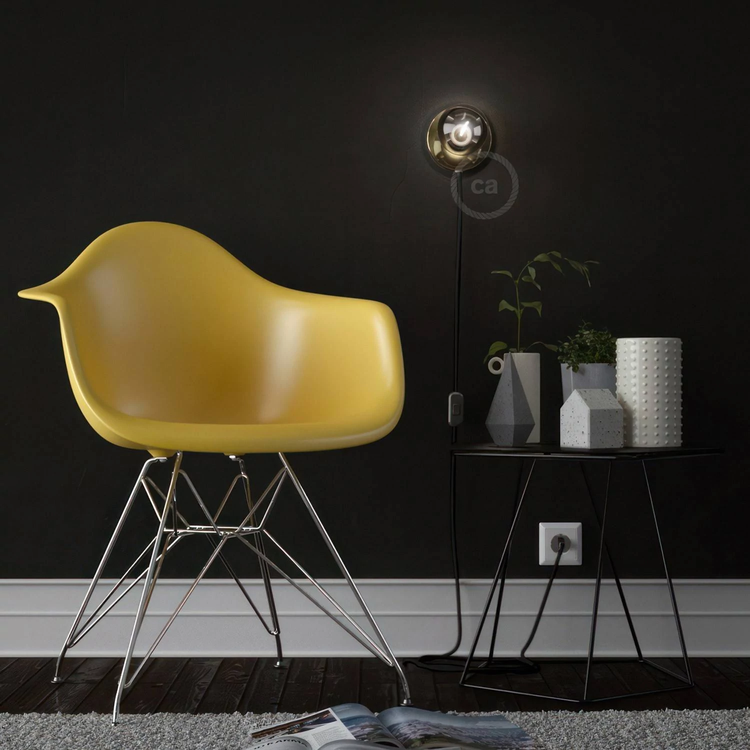 Spostaluce, el punto de luz en metal con cable textil