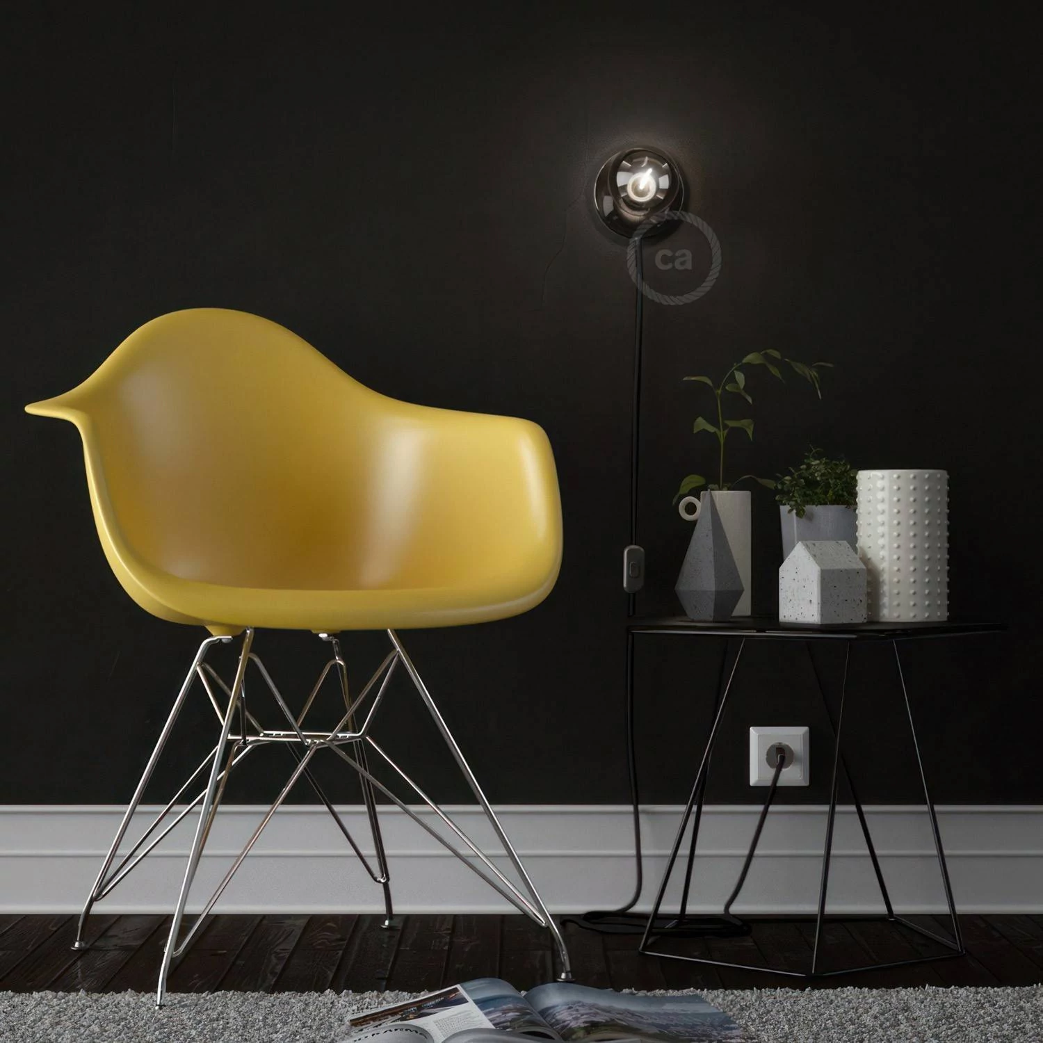 Spostaluce, el punto de luz en metal con cable textil
