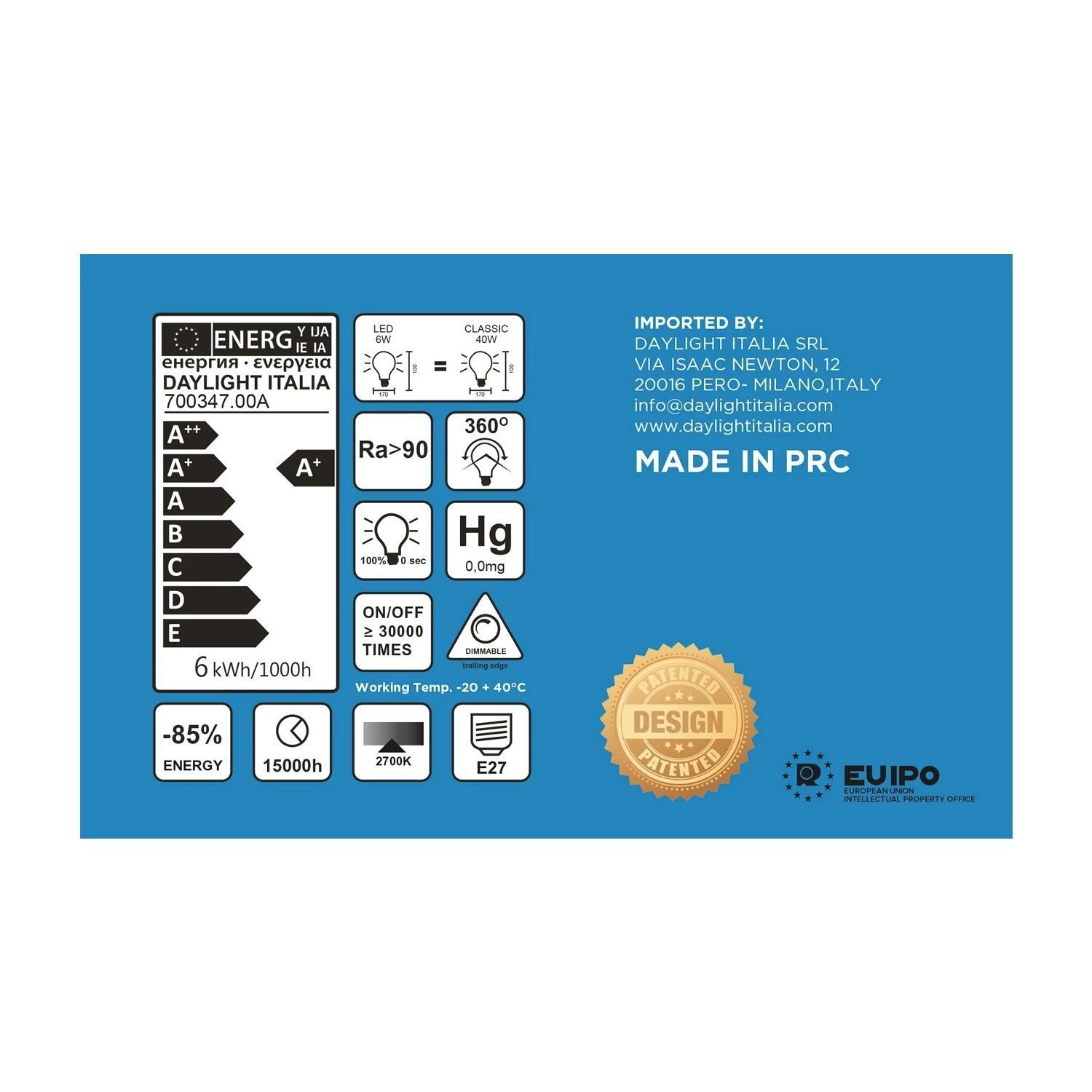 Bombilla LED Dash blanco opal D170 E27
