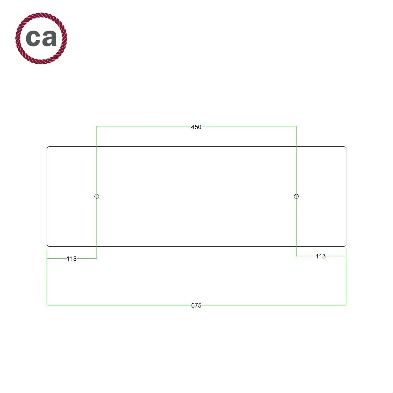 Rosetón rectangular Rose-One XXL con 2 agujeros en línea