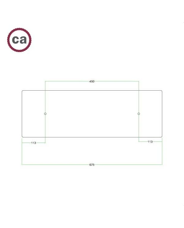 Rosetón rectangular Rose-One XXL con 2 agujeros en línea