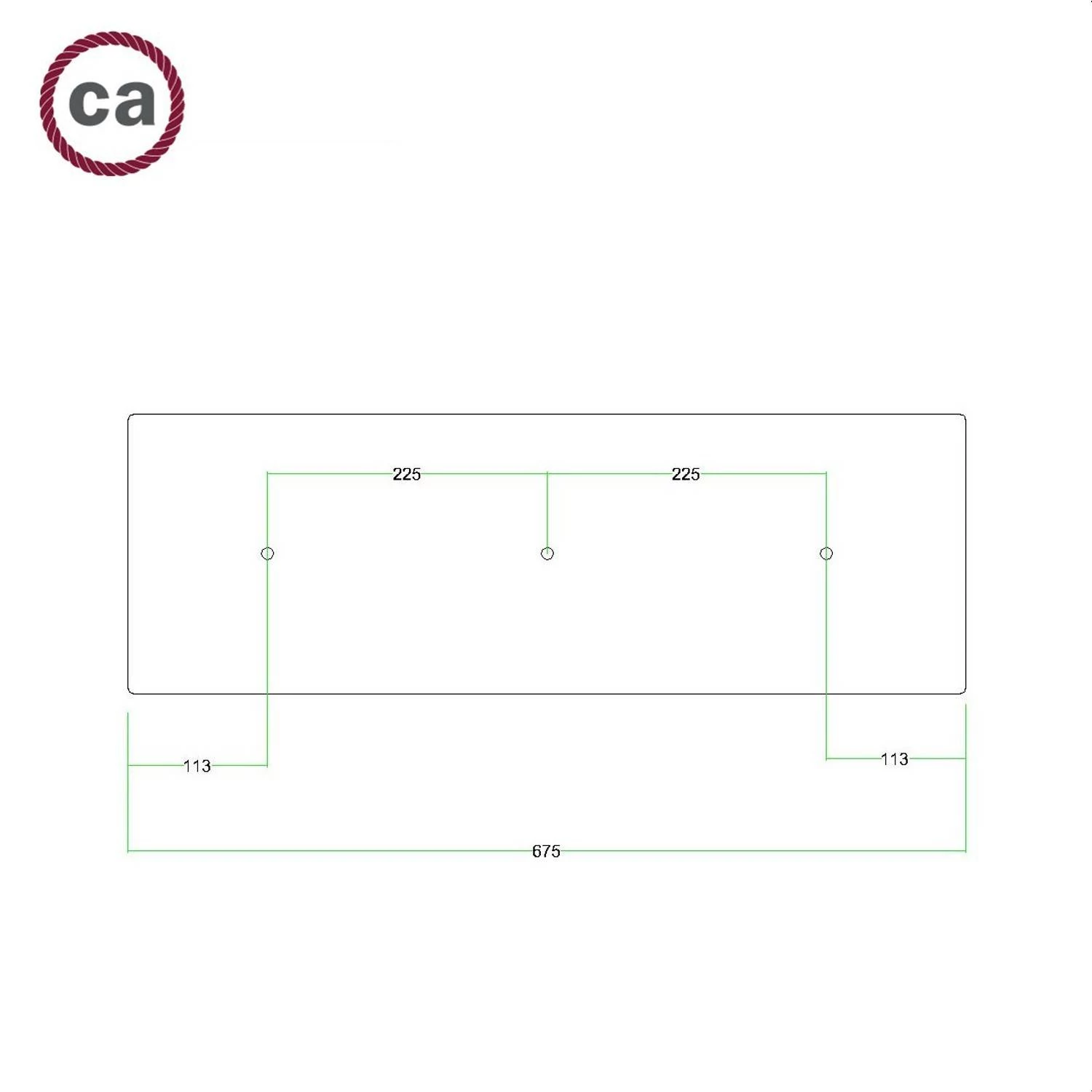 Rosetón XXL rectangular Ros One con 3 agujeros
