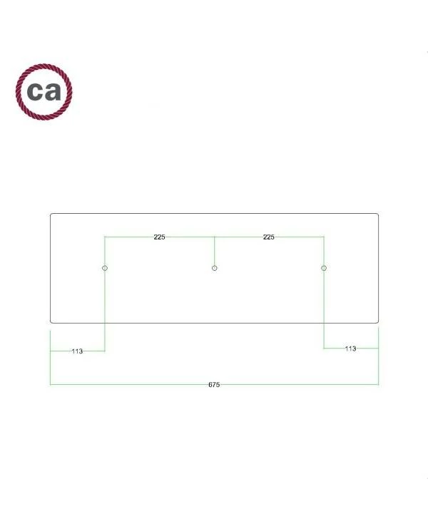 Rosetón XXL rectangular Ros One con 3 agujeros