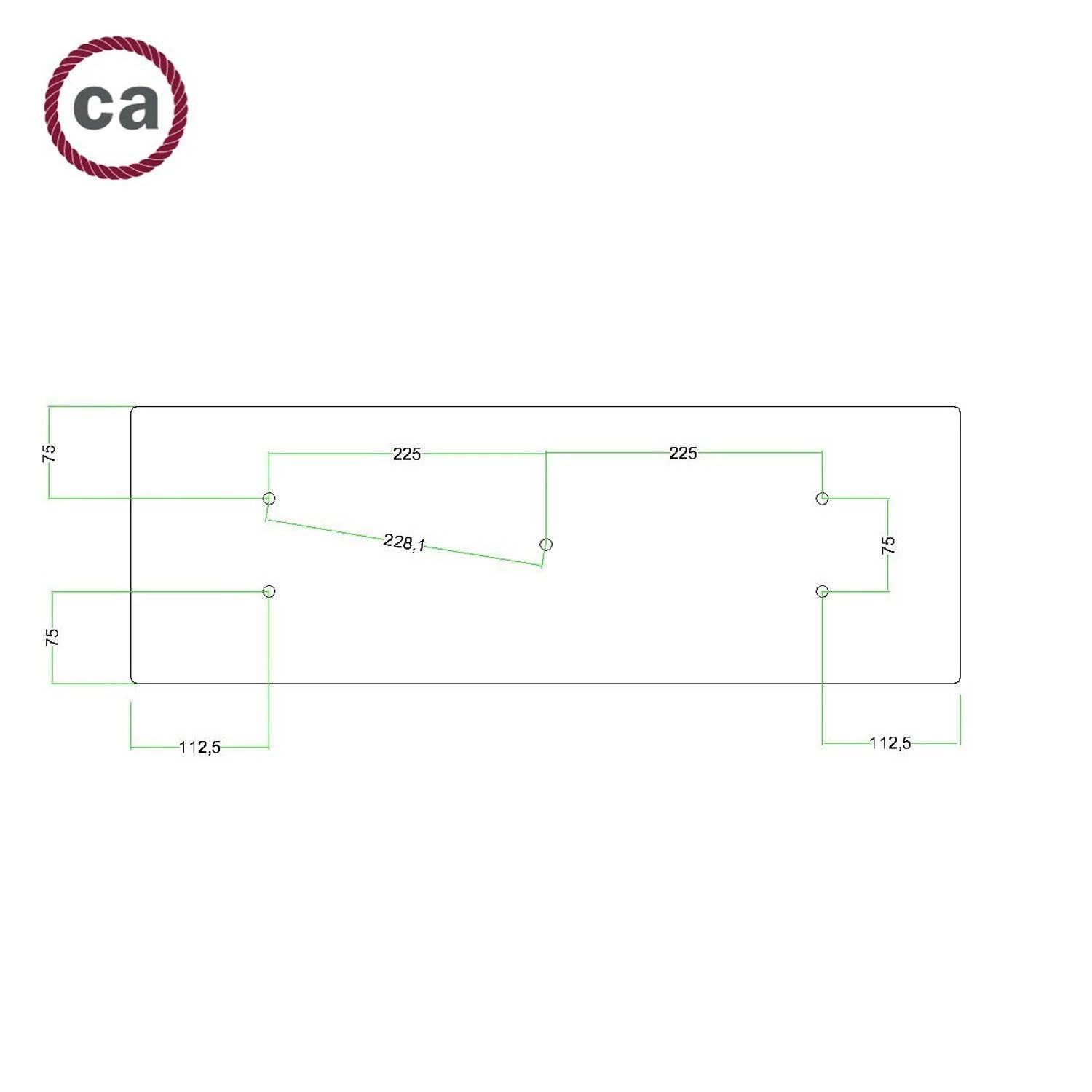 Rosetón XXL rectangular Ros One con 5 agujeros