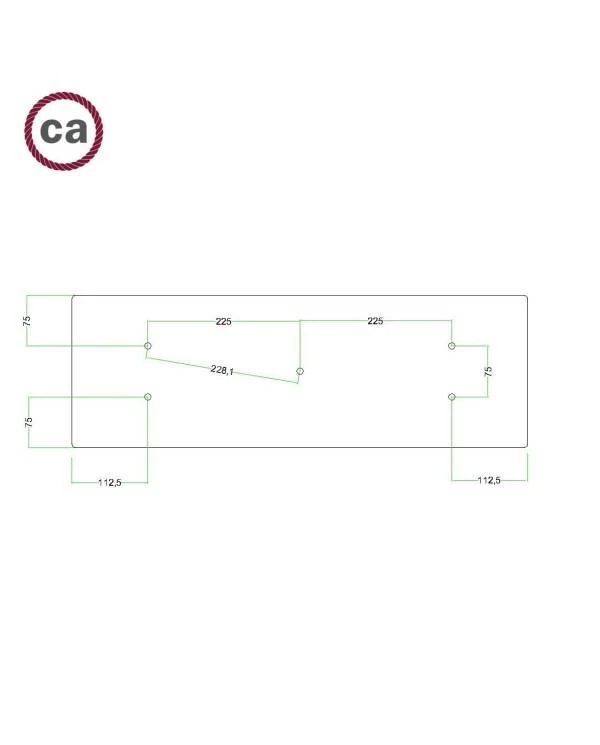 Rosetón XXL rectangular Ros One con 5 agujeros