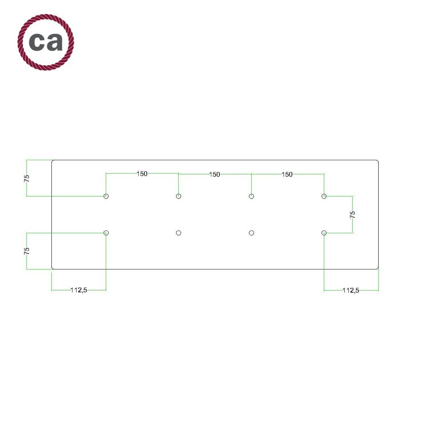 Rosetón XXL rectangular Ros One con 8 agujeros