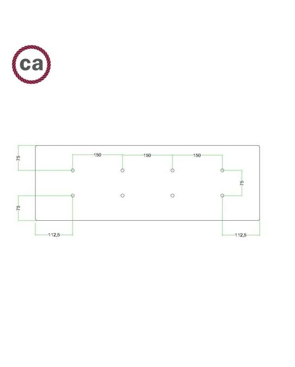 Rosetón XXL rectangular Ros One con 8 agujeros