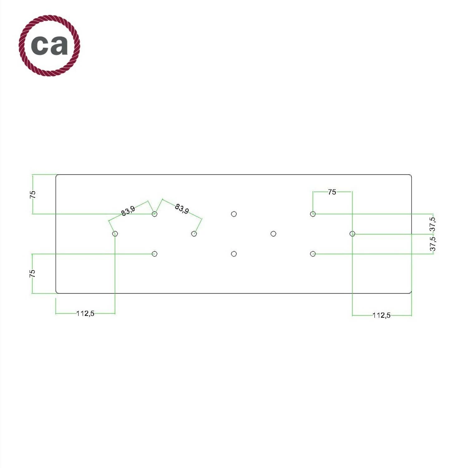 Rosetón XXL rectangular Ros One con 10 agujeros